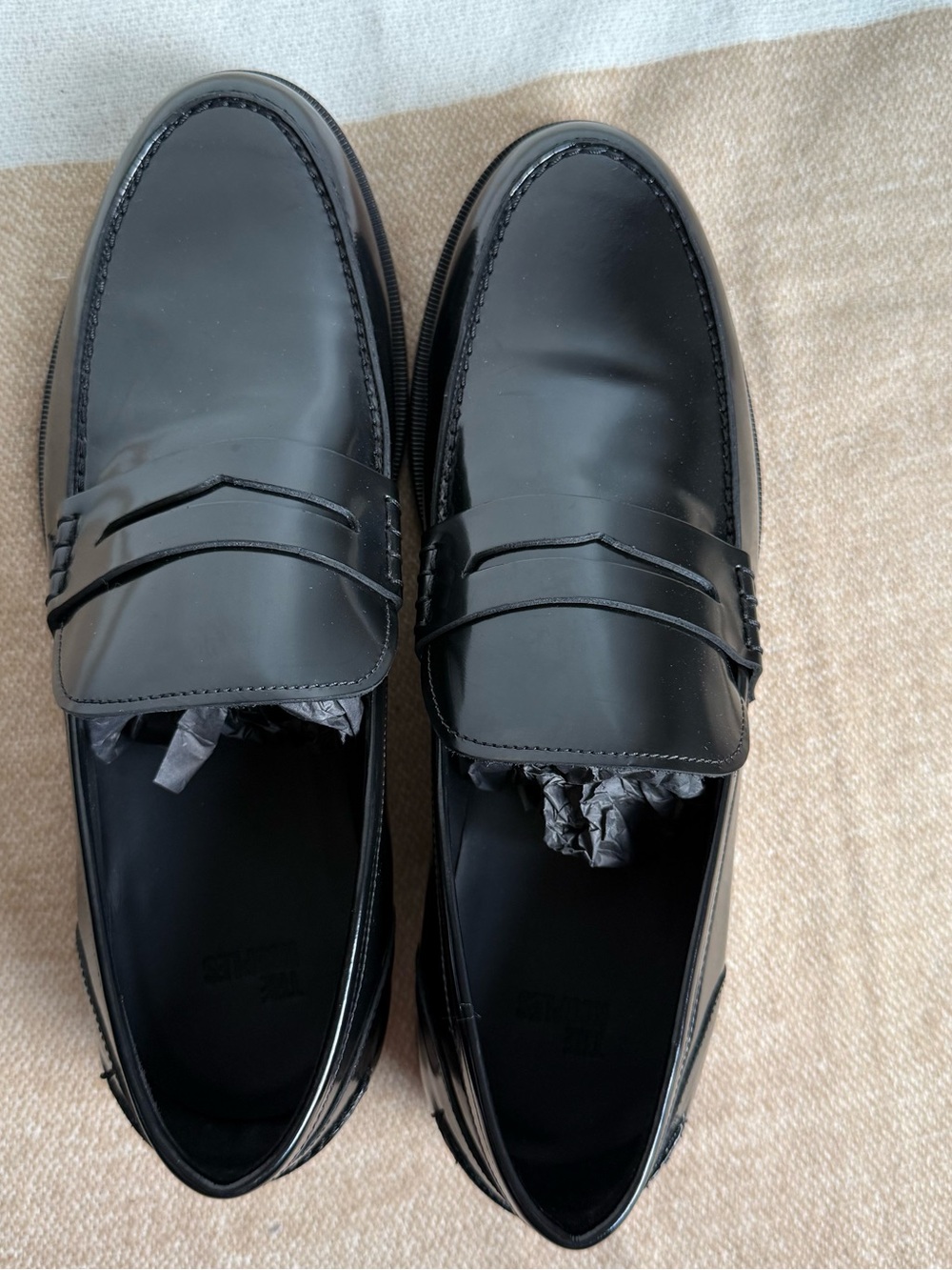 The Kooples Black Glossy Smooth Leather Penny Loafers Size US 10- EU 43 - Picture 4 of 10
